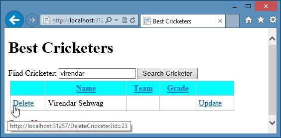 Delete Record in WebMatrix